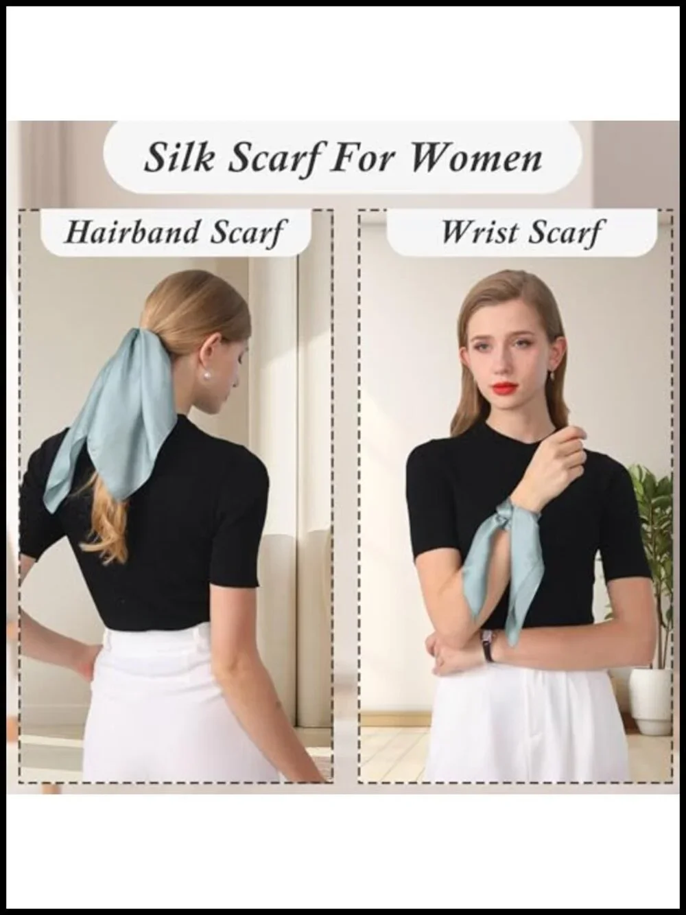 100% Mulberry Silk Scarf 21x21 Lightweight Square Neckerchief Hair Wrap Bandana